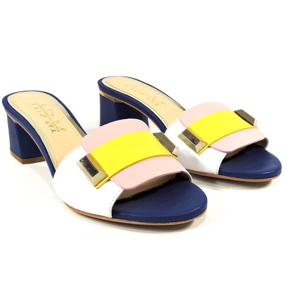 LEATHER WOMEN'S MULTICOLORED MULES - Picture 2 of 8